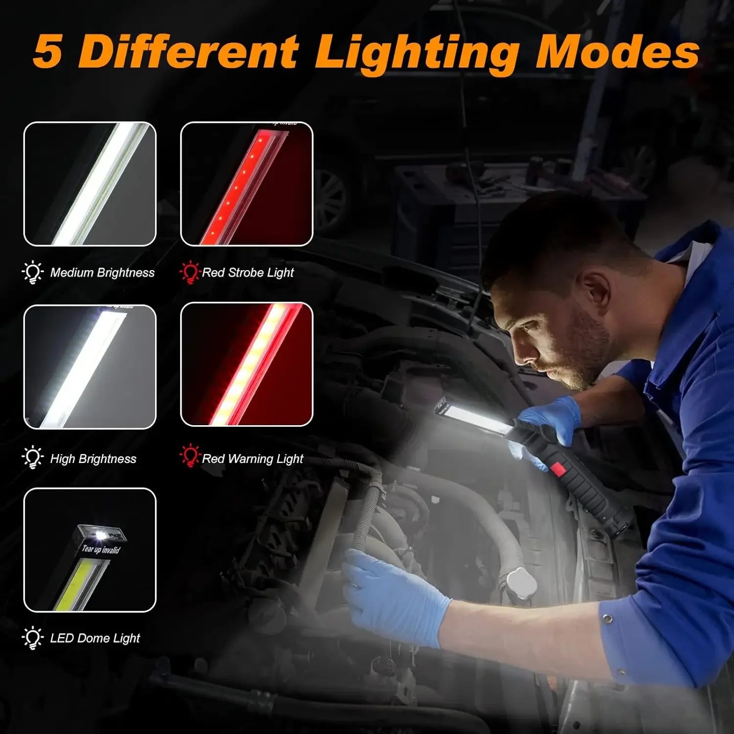 Rechargeable Work Light with Magnetic Base & Hook