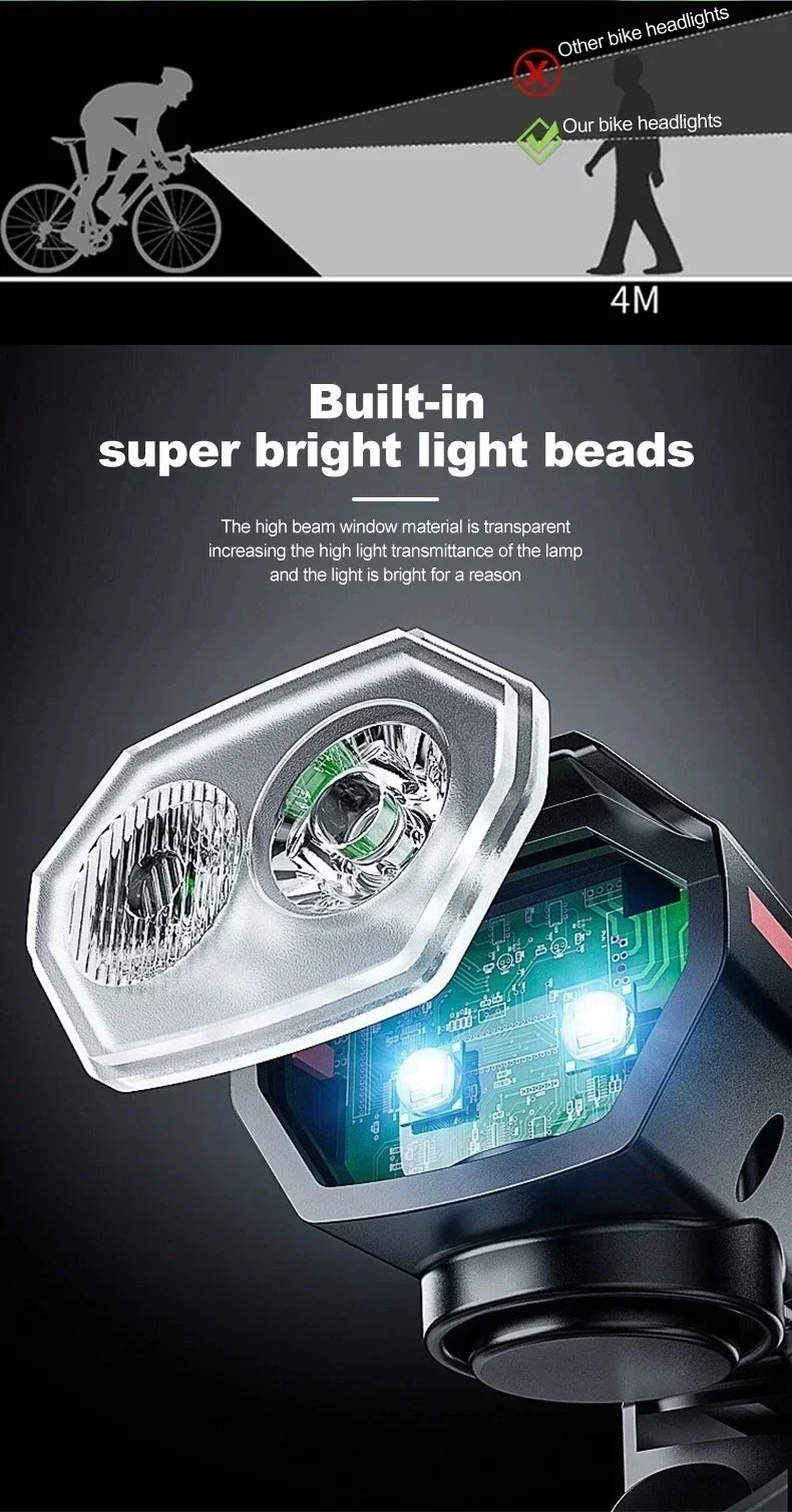 000mAh 2000LM Solar Powered Bike Light