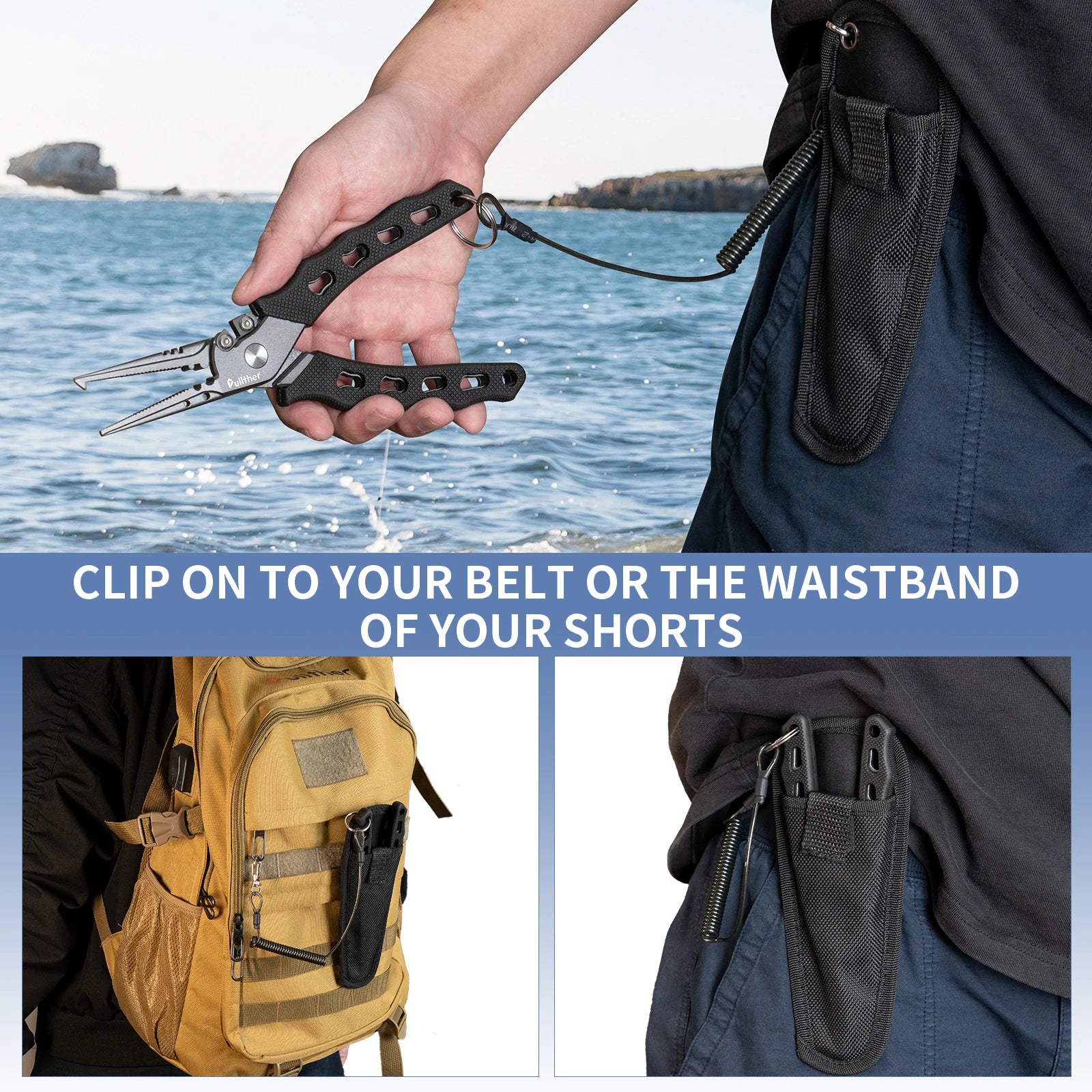 Pullther Stainless Steel Fishing Pliers | Multifunction Braid Cutters, Crimper & Hook Removerer Pliers Set Fishing Tackle Tools