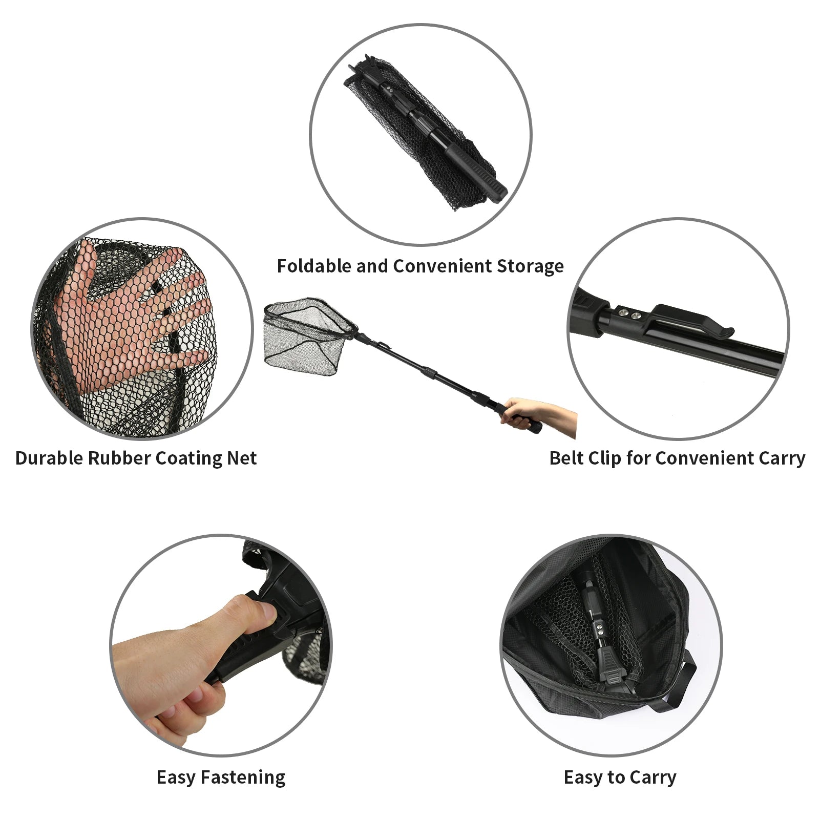 Telescopic Aluminum Fishing Landing Net | Durable Folding Mesh Net for Safe Catch & Release (55cm / 130cm / 190cm)