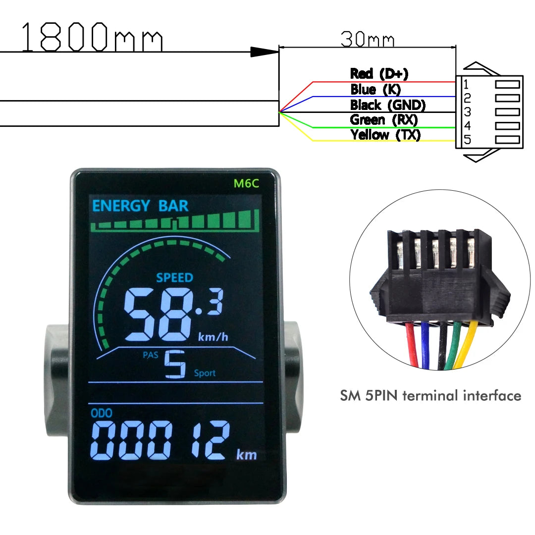 UART2 M6C Electric Bike Speedometer