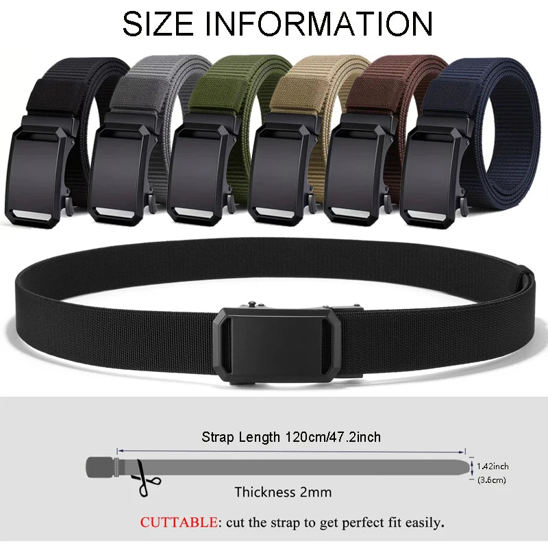 Automatic Buckle Tactical Belt | Durable Canvas Waist Belt for Men Outdoor, Hunting, Training, Casual Wear