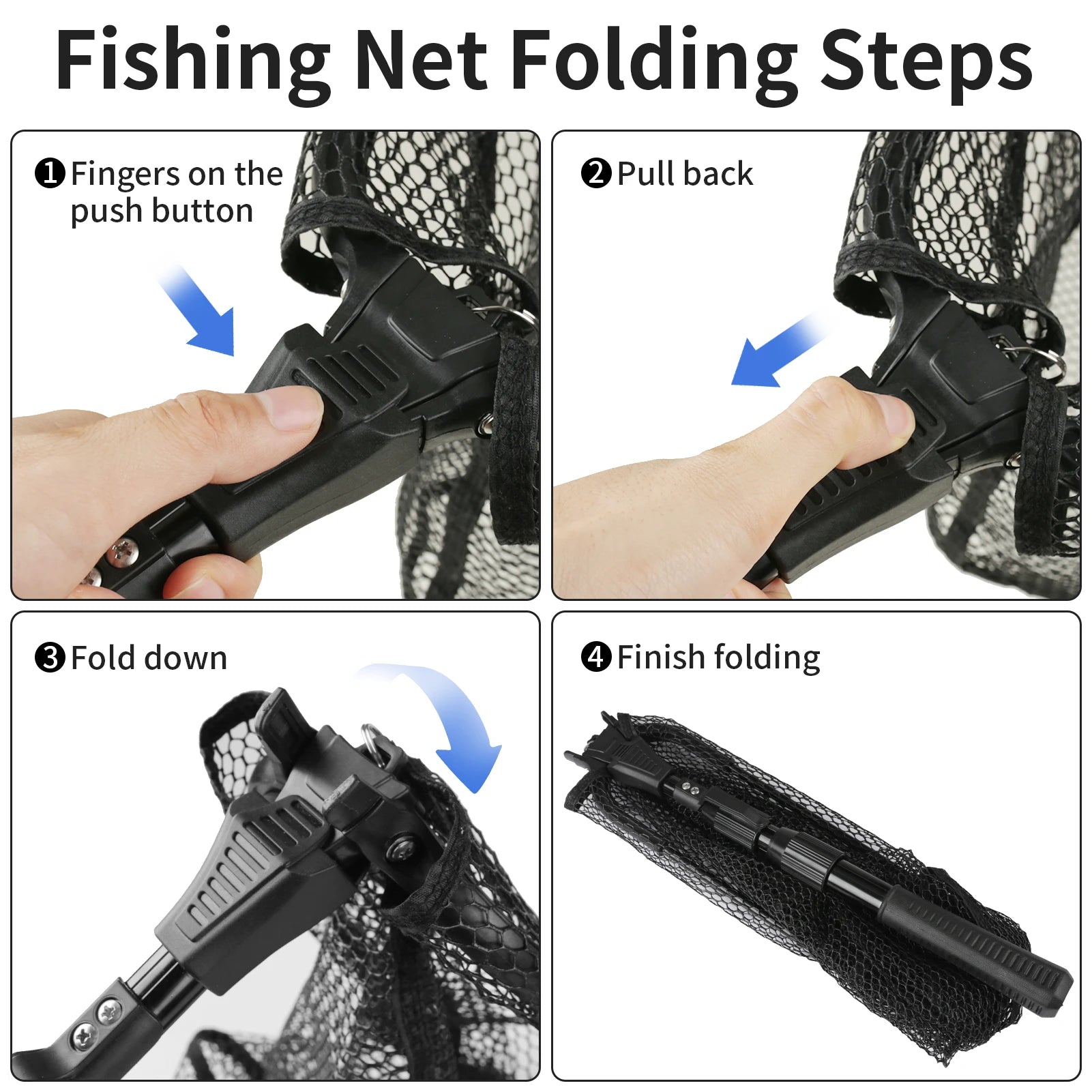 Telescopic Aluminum Fishing Landing Net | Durable Folding Mesh Net for Safe Catch & Release (55cm / 130cm / 190cm)