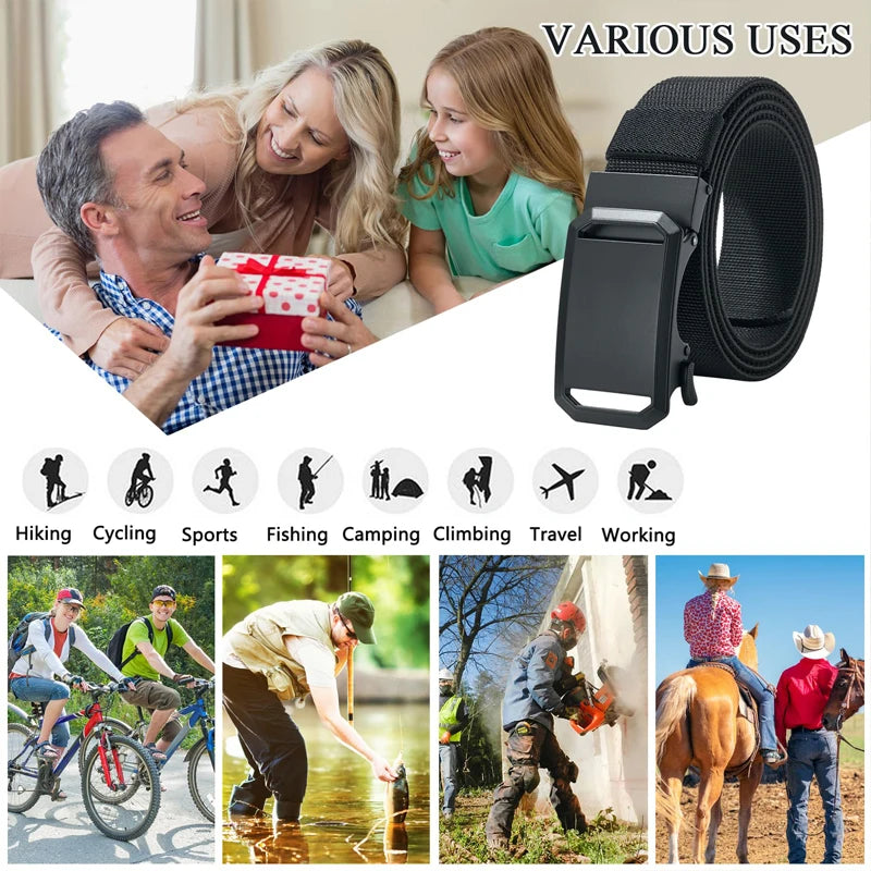 Automatic Buckle Tactical Belt | Durable Canvas Waist Belt for Men Outdoor, Hunting, Training, Casual Wear