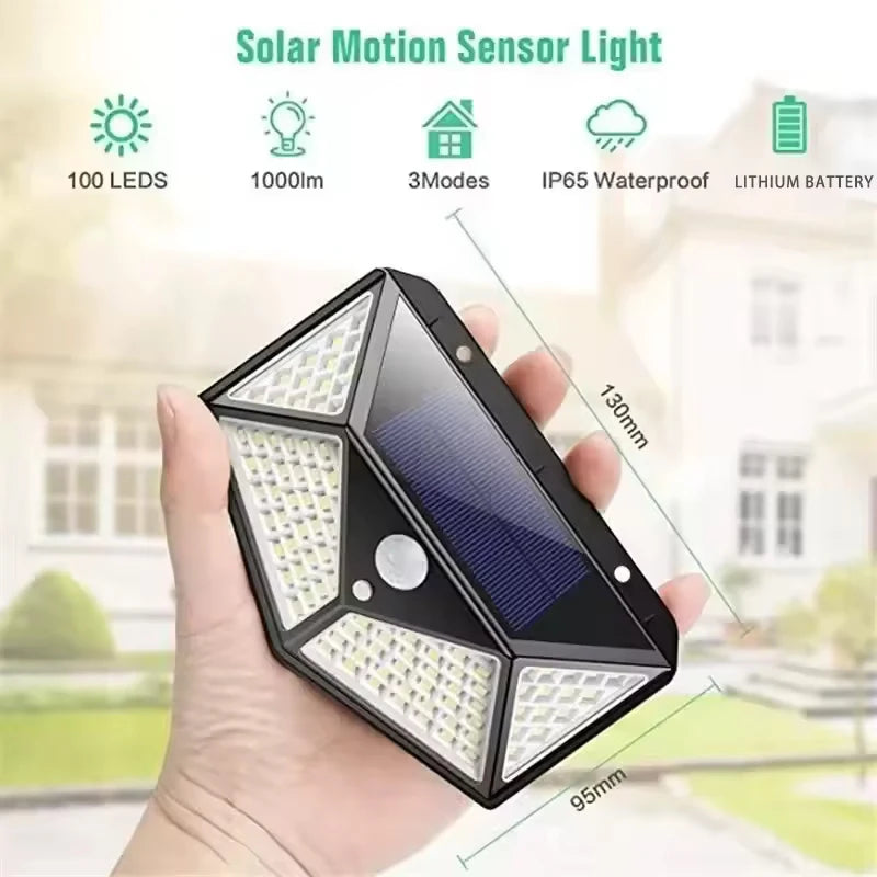 100 LED Solar Wall Lamp | Outdoor Waterproof Motion Sensor Street & Garden Light