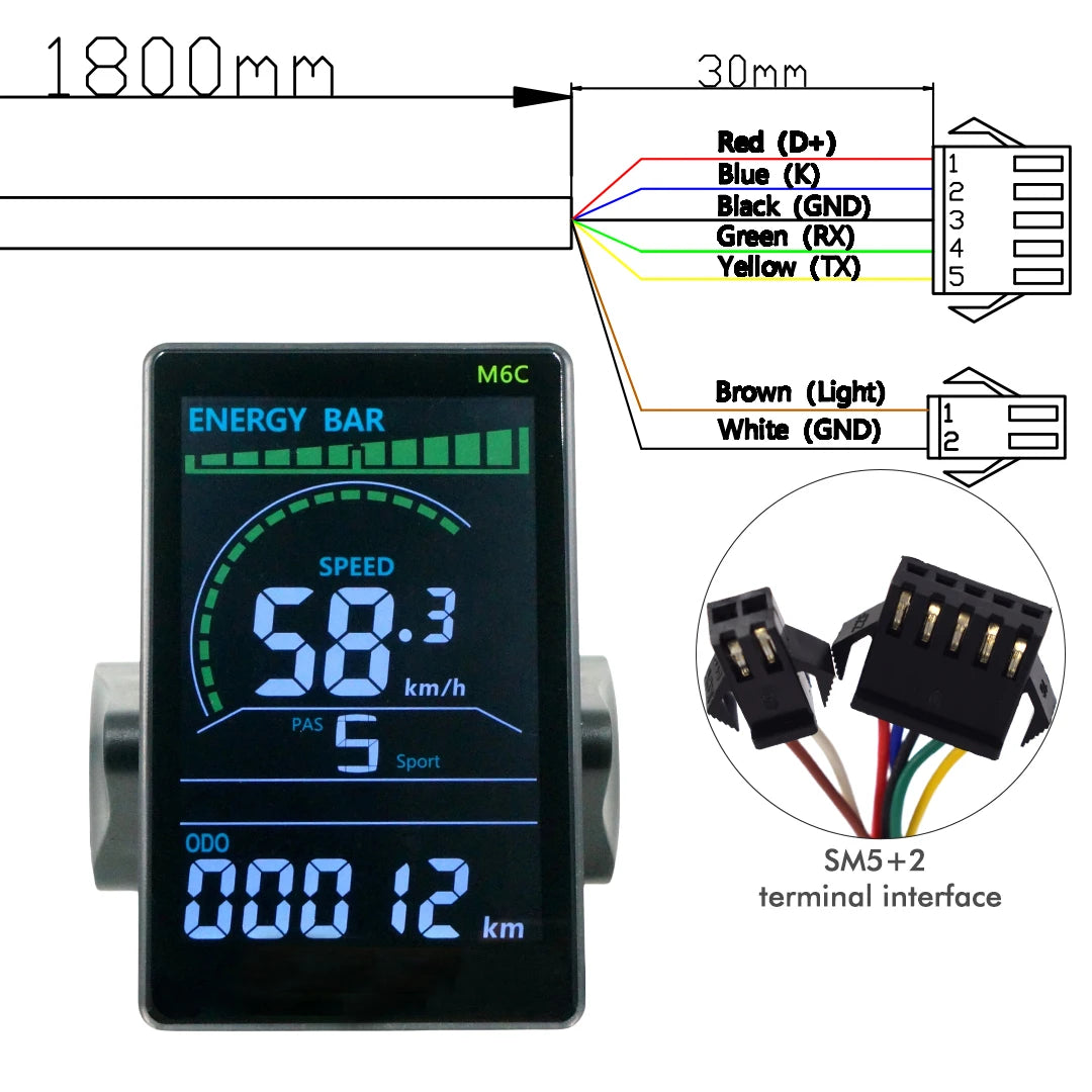 UART2 M6C Electric Bike Speedometer