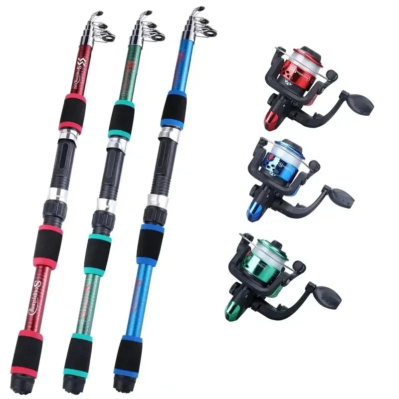 Telescopic Fishing Rod and Reel Combo Kit with Hooks, Baits, and Travel Case