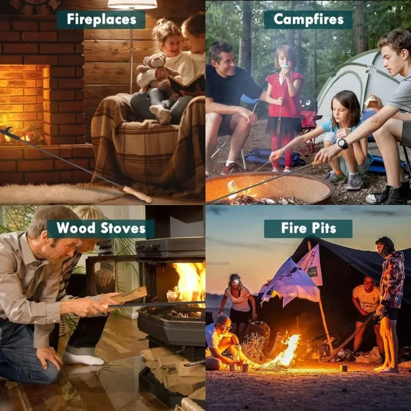 Heavy Duty 80cm Steel Fireplace Poker Stick | Fire Hook for Campfire, Bonfire & Wood Stove