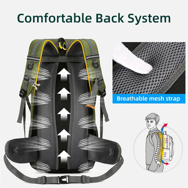 50L Travel Backpack | Waterproof Hiking Camping Rucksack for Men, Large Outdoor Climbing & Mountaineering Bag