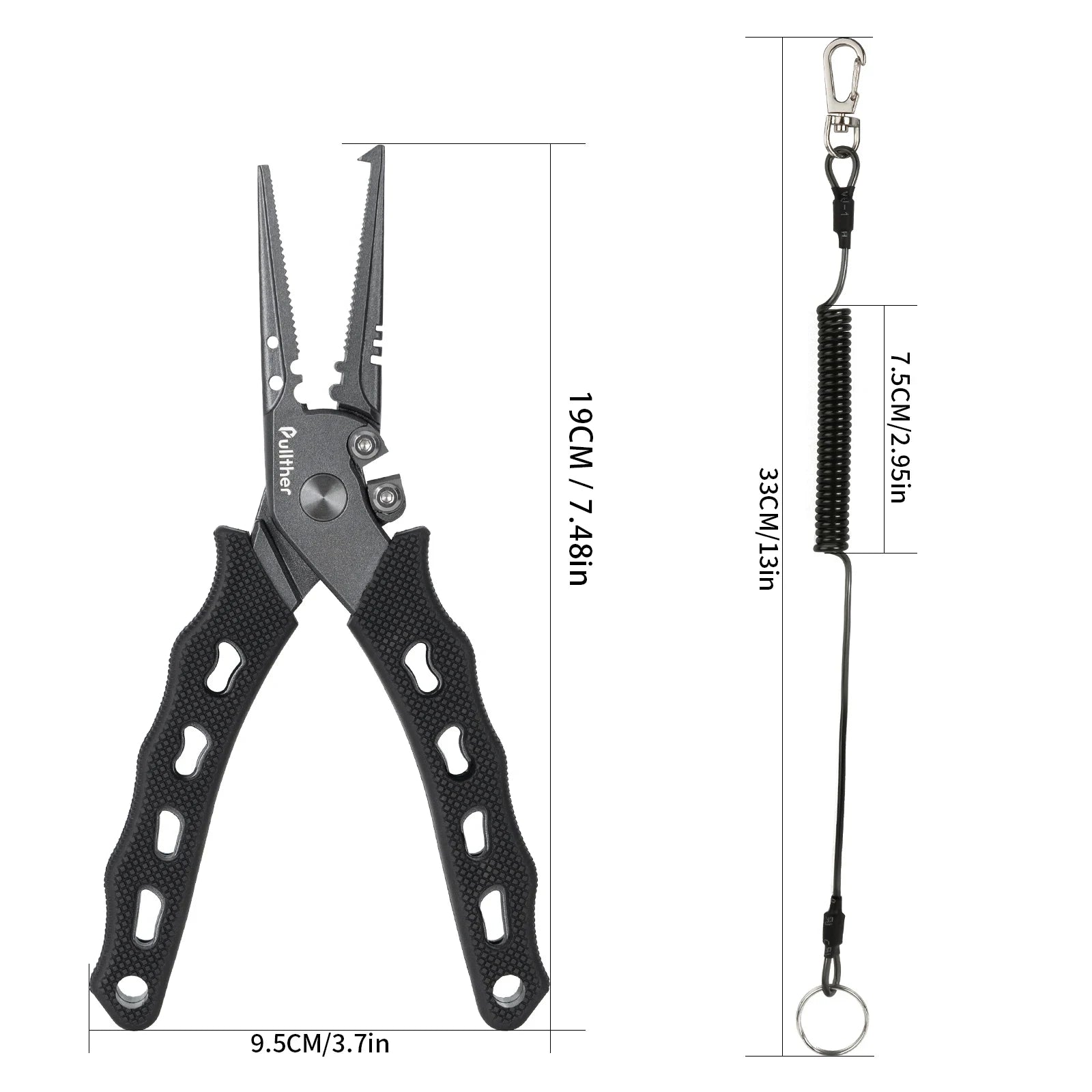 Pullther Stainless Steel Fishing Pliers | Multifunction Braid Cutters, Crimper & Hook Removerer Pliers Set Fishing Tackle Tools