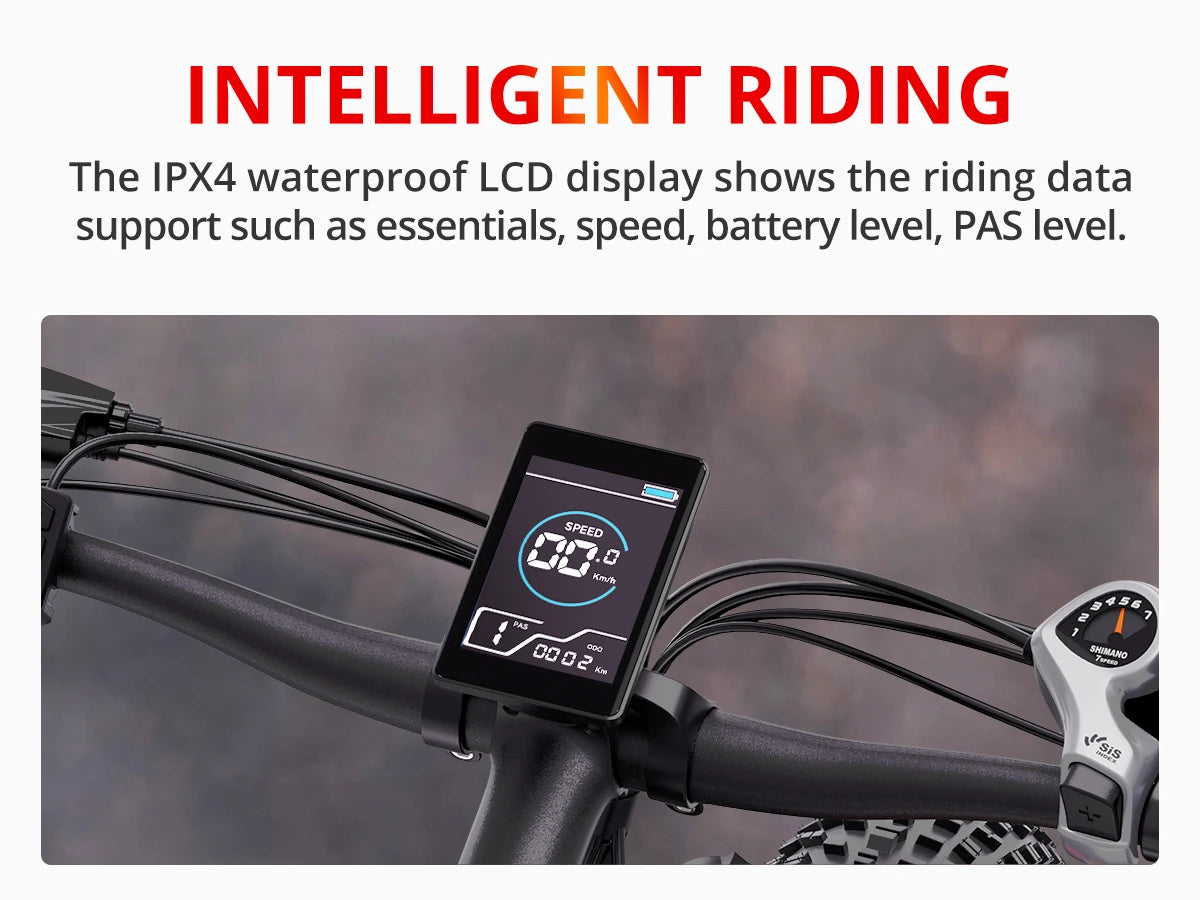 AMYET EB26 Electric Bike | 1500W Peak Motor, 48V 15Ah Battery, 26" Fat Tire Mountain E-Bike for Adults