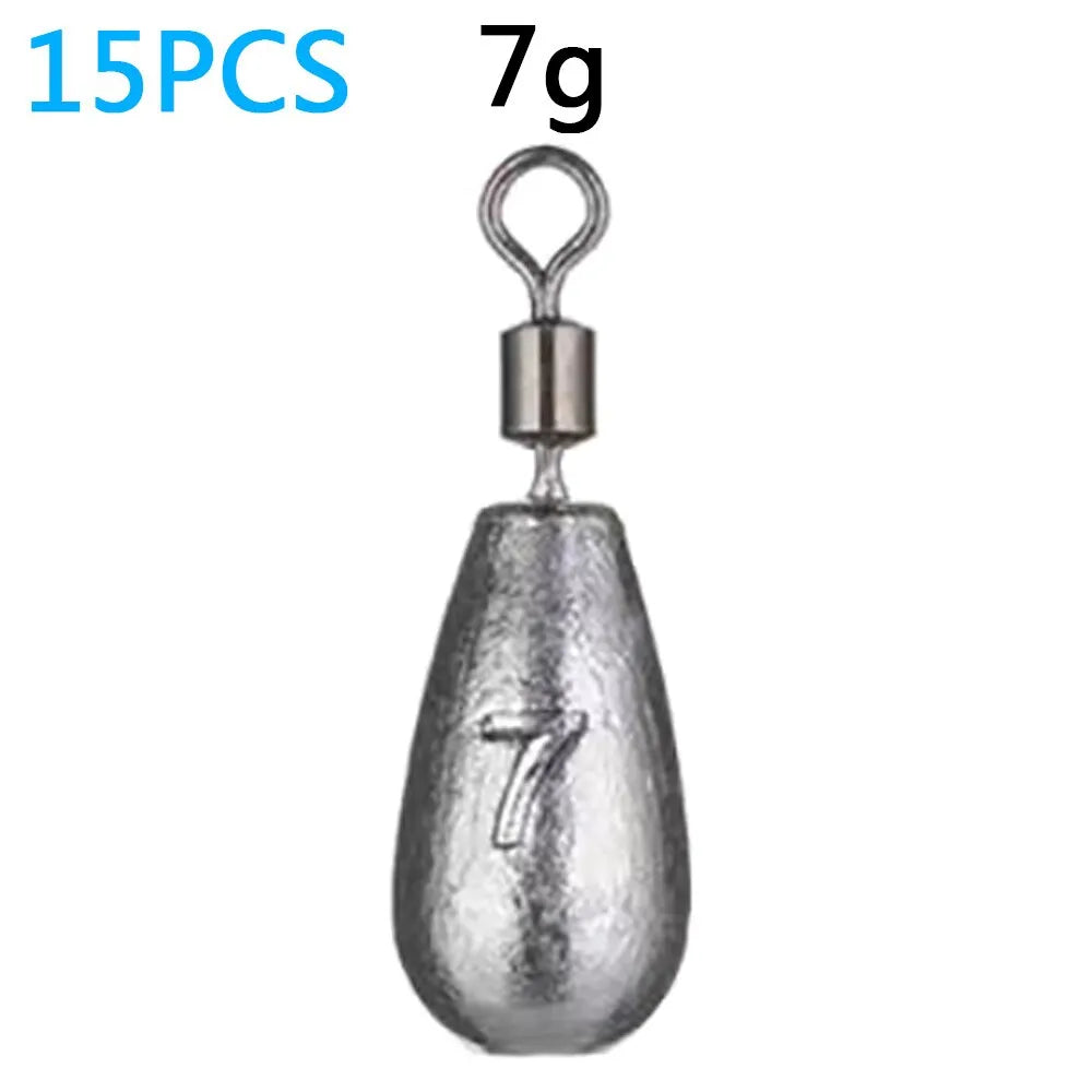Drop Shot Fishing Weights – 15PCS Metal Sinkers Set | 3.5g–20g Tube Bullet Weights for Freshwater & Saltwater