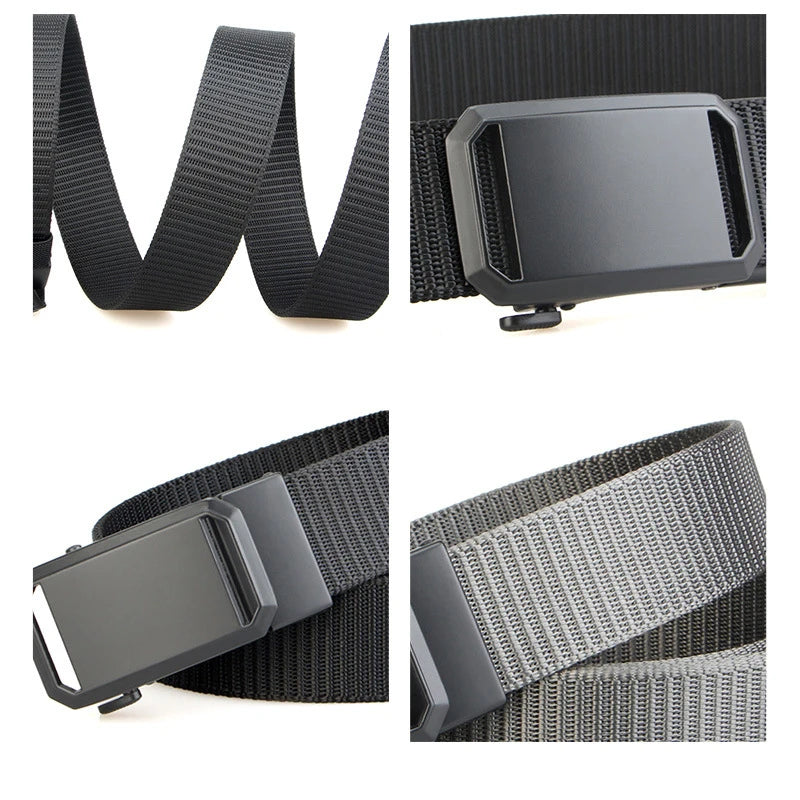 Automatic Buckle Tactical Belt | Durable Canvas Waist Belt for Men Outdoor, Hunting, Training, Casual Wear