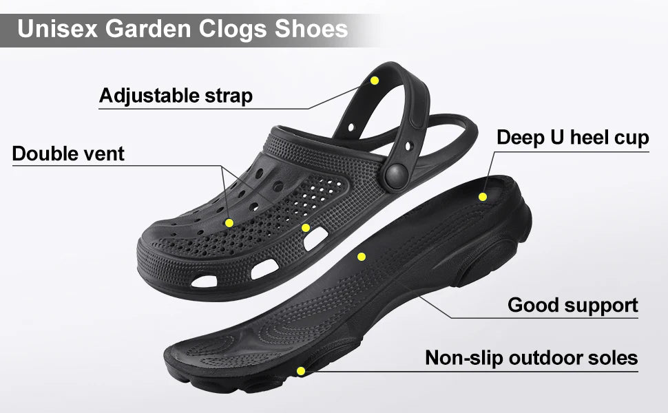 Pallene Men’s Clogs Sandals Non-Slip Breathable Casual Outdoor Beach Shoes