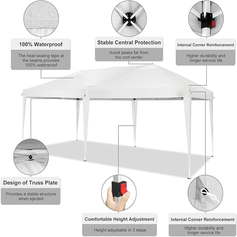 10x20 FT Pop Up Canopy Tent with 6 Sidewalls Waterproof Outdoor Event Shelter