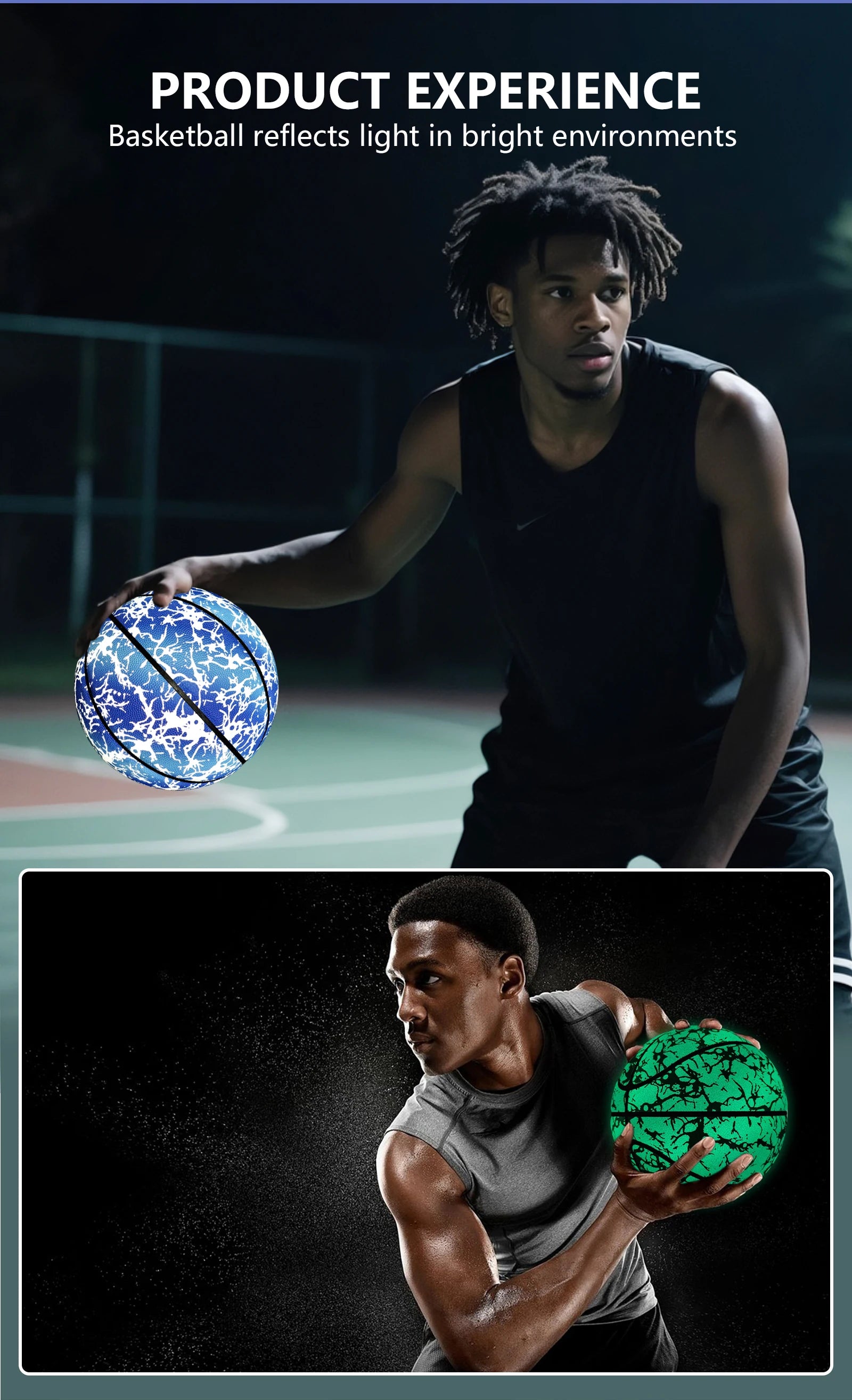 Luminous Night Basketball | Size 5/6/7 Glow in the Dark Composite Leather Ball for Indoor & Outdoor Play