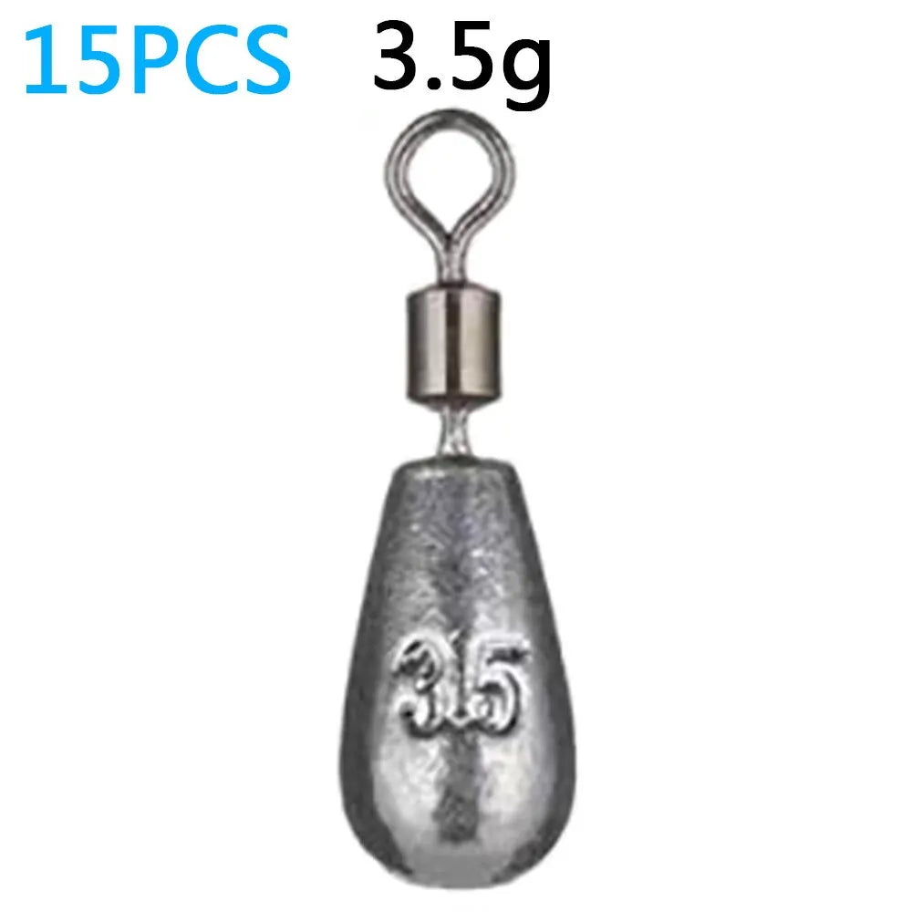 Drop Shot Fishing Weights – 15PCS Metal Sinkers Set | 3.5g–20g Tube Bullet Weights for Freshwater & Saltwater