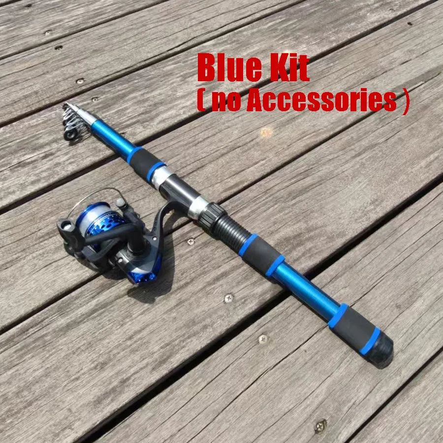 Santa King Fishing Rod Reel Combo Kit | Telescopic Travel Fishing Pole with Spinning Reel, Baits & Hooks