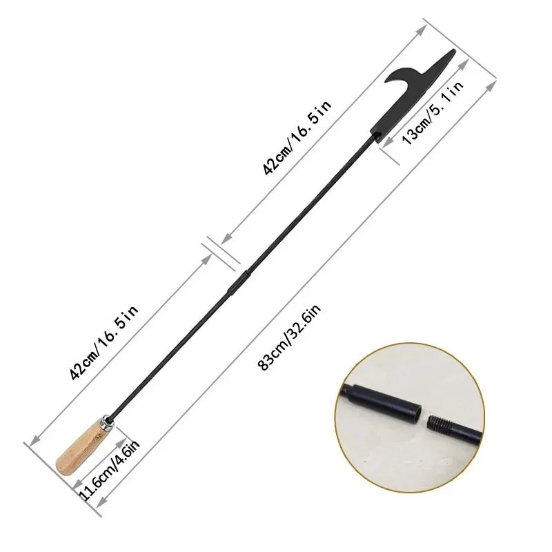 Heavy Duty 80cm Steel Fireplace Poker Stick | Fire Hook for Campfire, Bonfire & Wood Stove