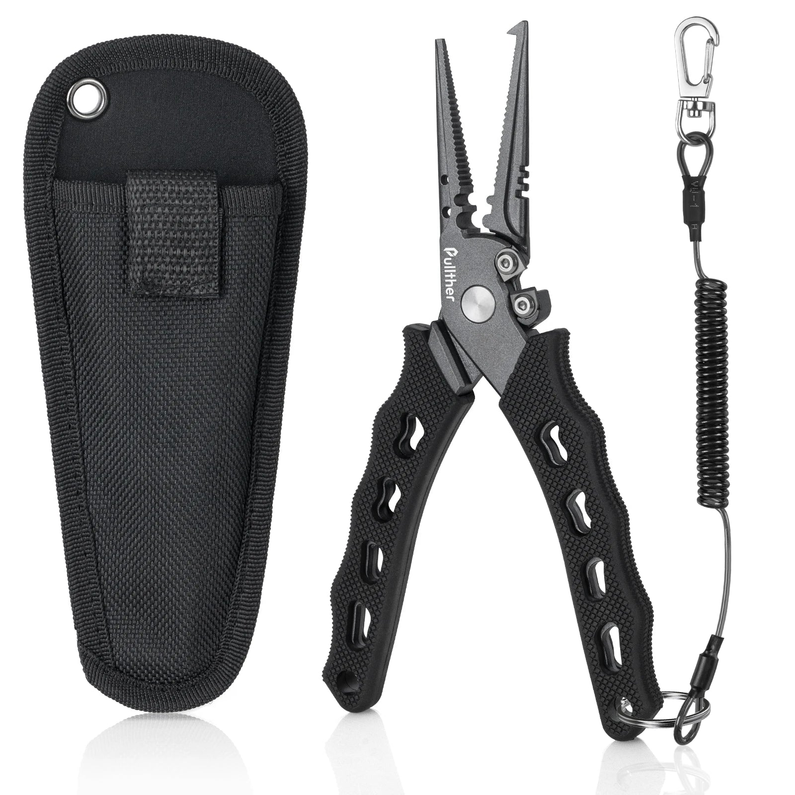 Pullther Stainless Steel Fishing Pliers | Multifunction Braid Cutters, Crimper & Hook Removerer Pliers Set Fishing Tackle Tools