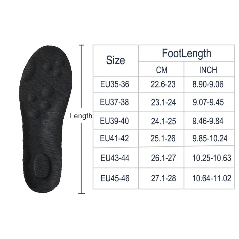 Graphene Latex Sport Insoles | Breathable Arch Support Orthotic Cushion Pads