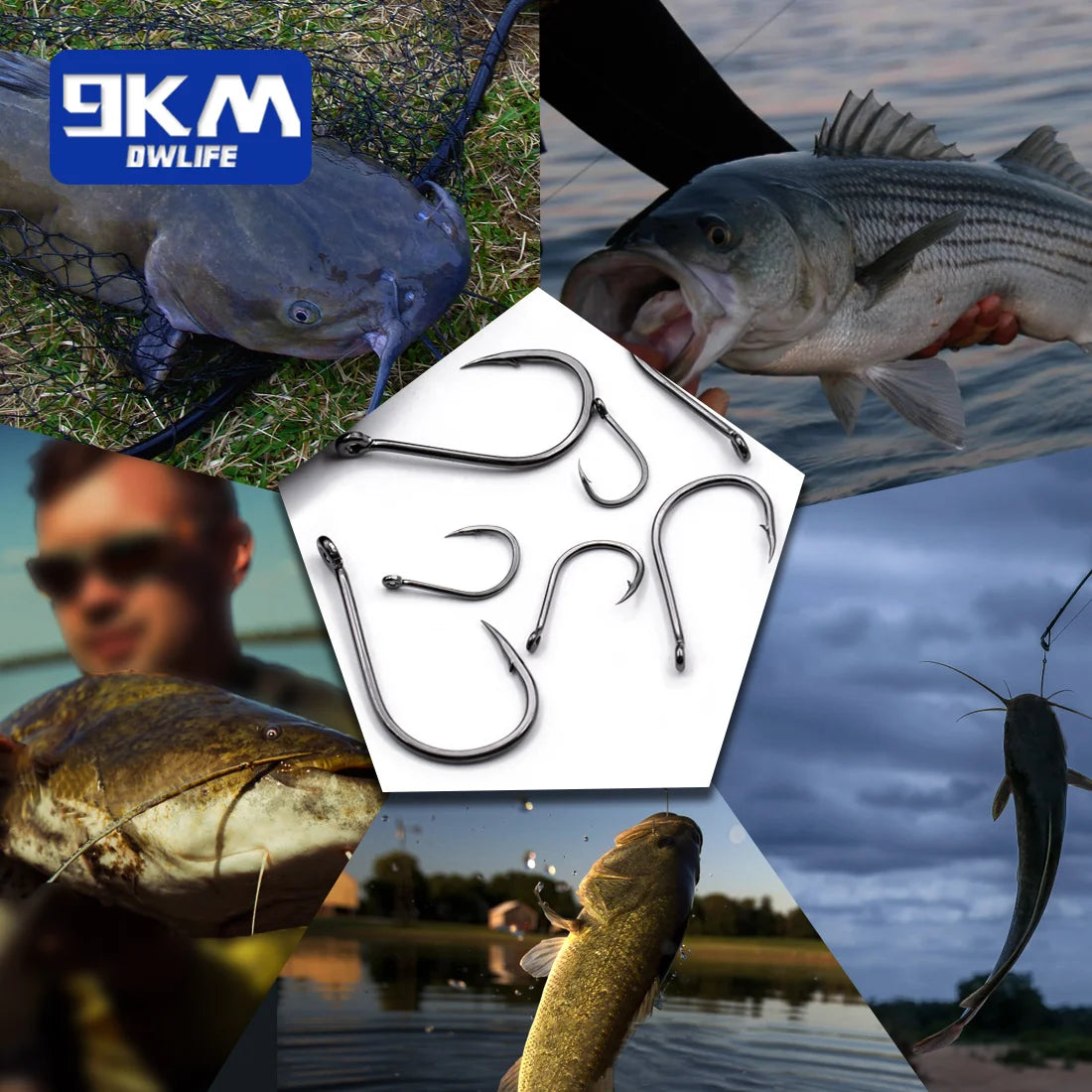 9KM 50–200pcs Strong Circle Carp Fishing Hooks Saltwater