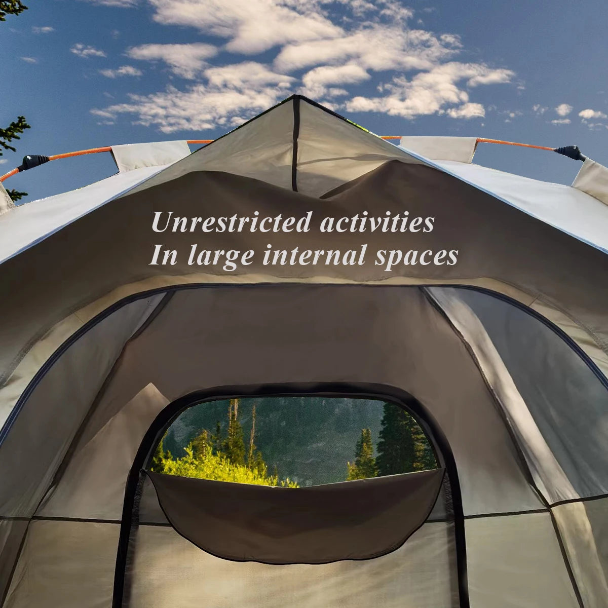 Automatic Quick-Opening Camping Tent with 2 Doors and 2 Windows Outdoor Travel Shelter