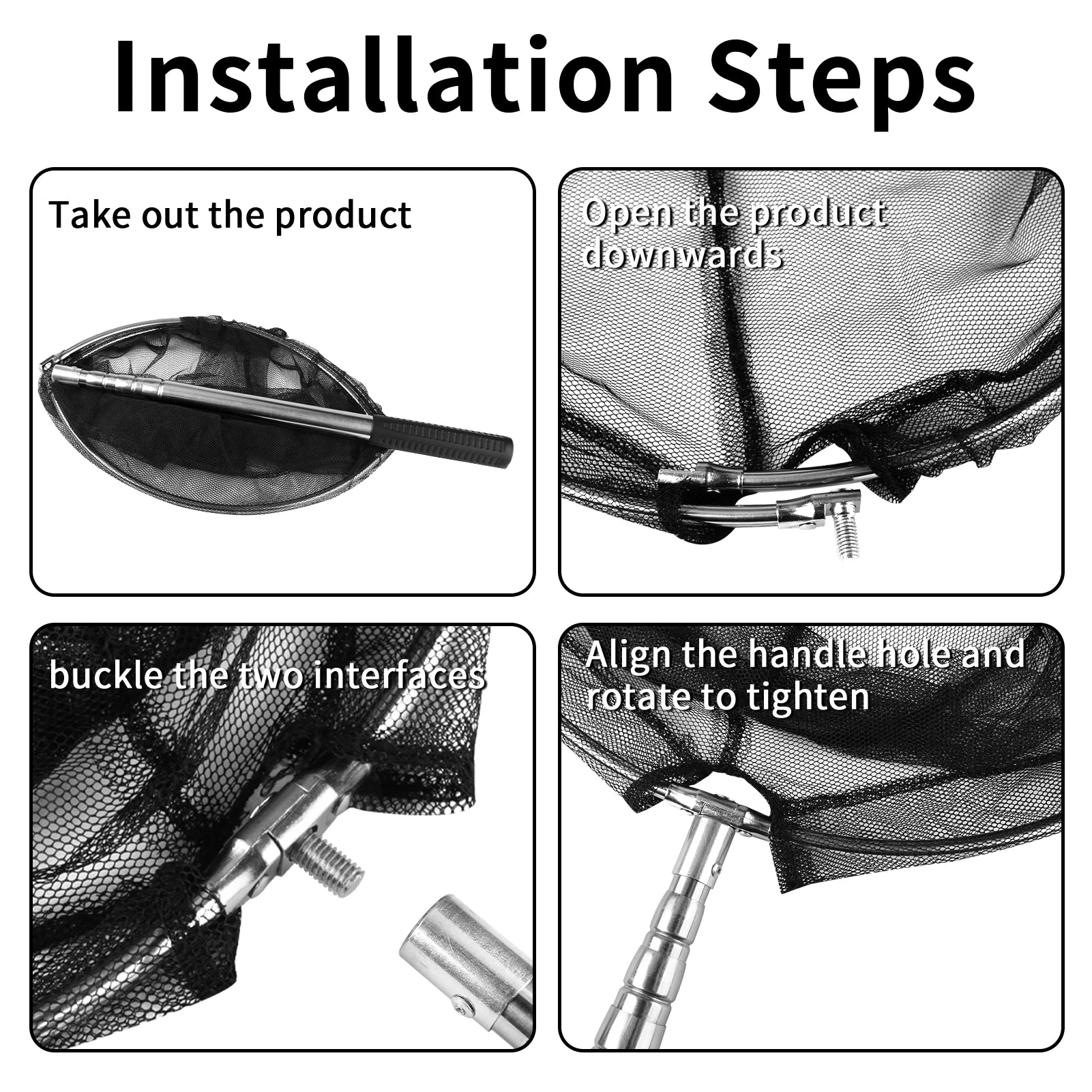 Telescopic Aluminum Fishing Landing Net | Durable Folding Mesh Net for Safe Catch & Release (55cm / 130cm / 190cm)