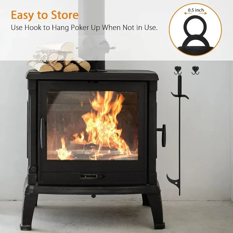 Heavy Duty 80cm Steel Fireplace Poker Stick | Fire Hook for Campfire, Bonfire & Wood Stove