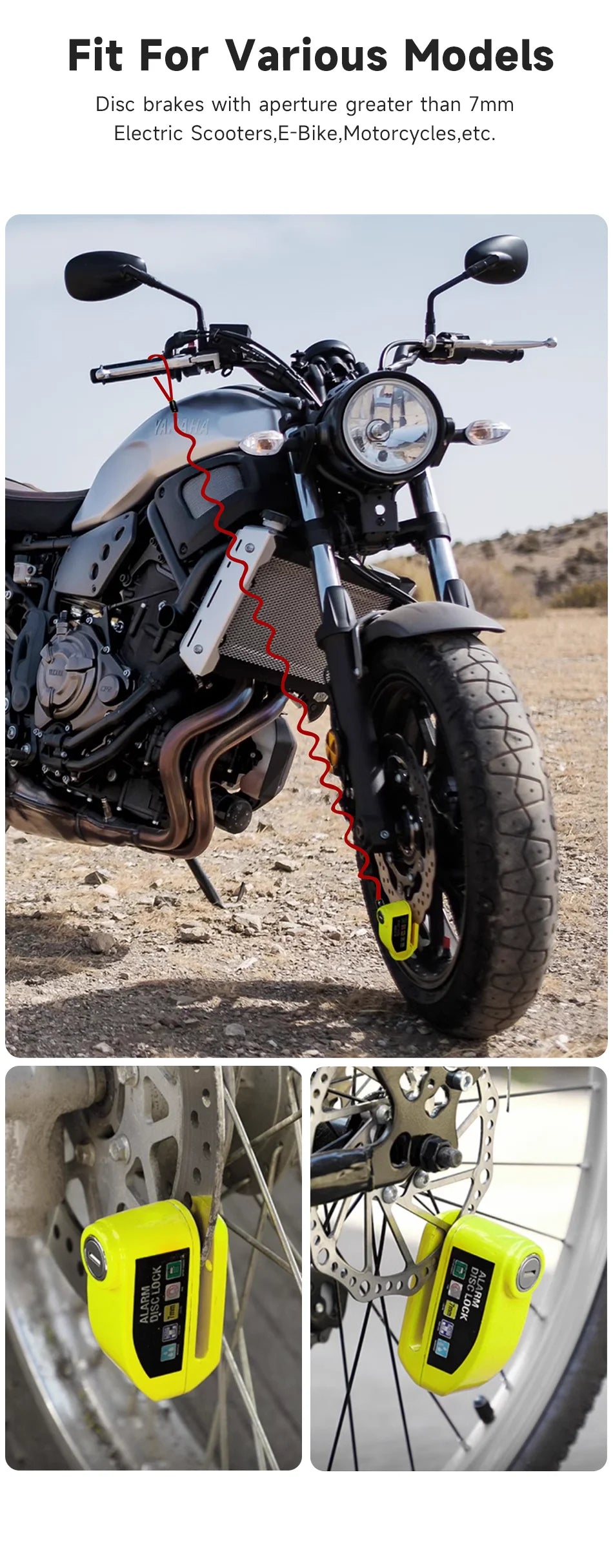 Waterproof Alarm Disc Lock – Metal Anti-Theft Brake Lock