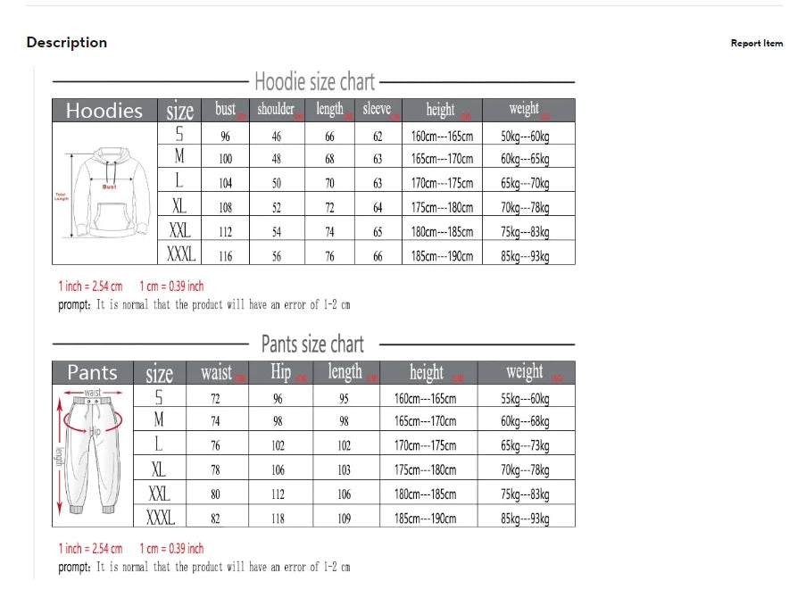 Fashion Print Tracksuit for Men | Zipper Hooded Sweatshirt & Sweatpants 2-Piece Casual Fitness Jogging Set