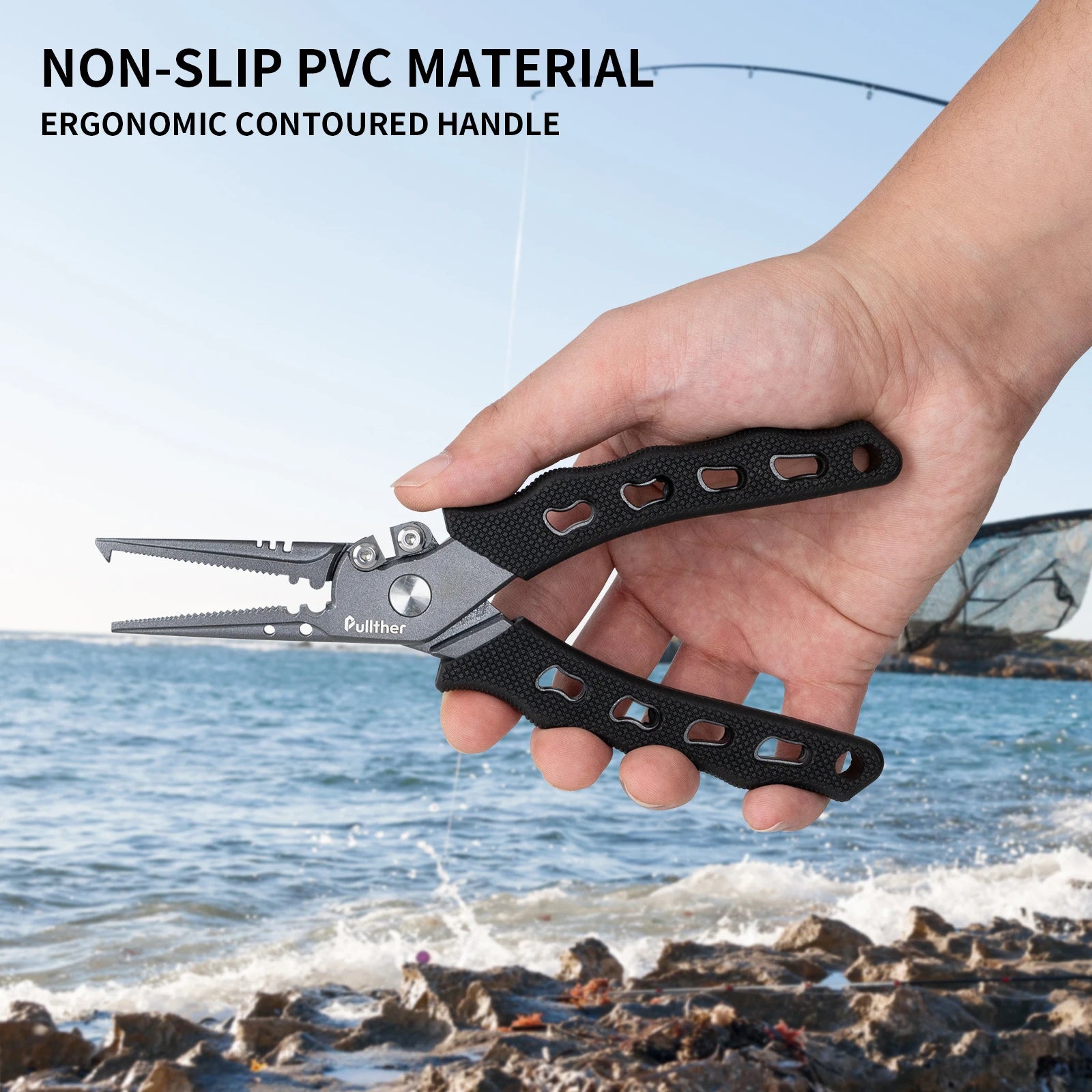 Pullther Stainless Steel Fishing Pliers | Multifunction Braid Cutters, Crimper & Hook Removerer Pliers Set Fishing Tackle Tools
