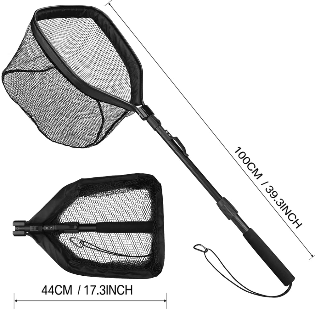Telescopic Aluminum Fishing Landing Net | Durable Folding Mesh Net for Safe Catch & Release (55cm / 130cm / 190cm)