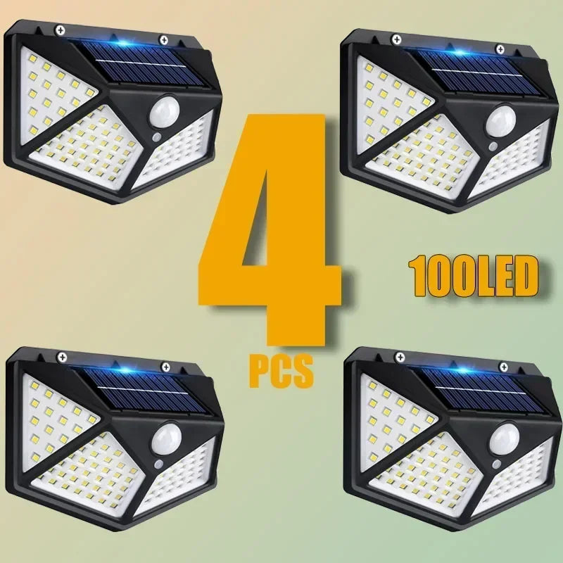 Solar Motion Sensor Wall Lights – 100 LED Outdoor Security Lamps