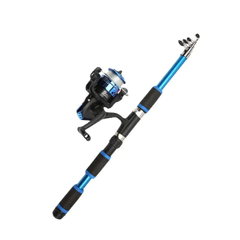 Telescopic Fishing Rod and Reel Combo Kit with Hooks, Baits, and Travel Case